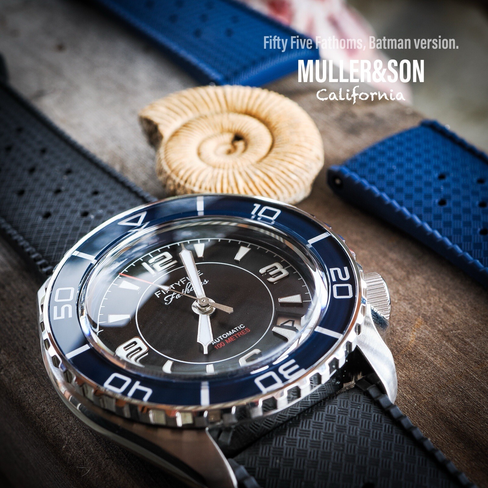 Müller&Son Watch [Batman Mod] made from Seiko SRPK97 Fifty Five Fathoms + Strap