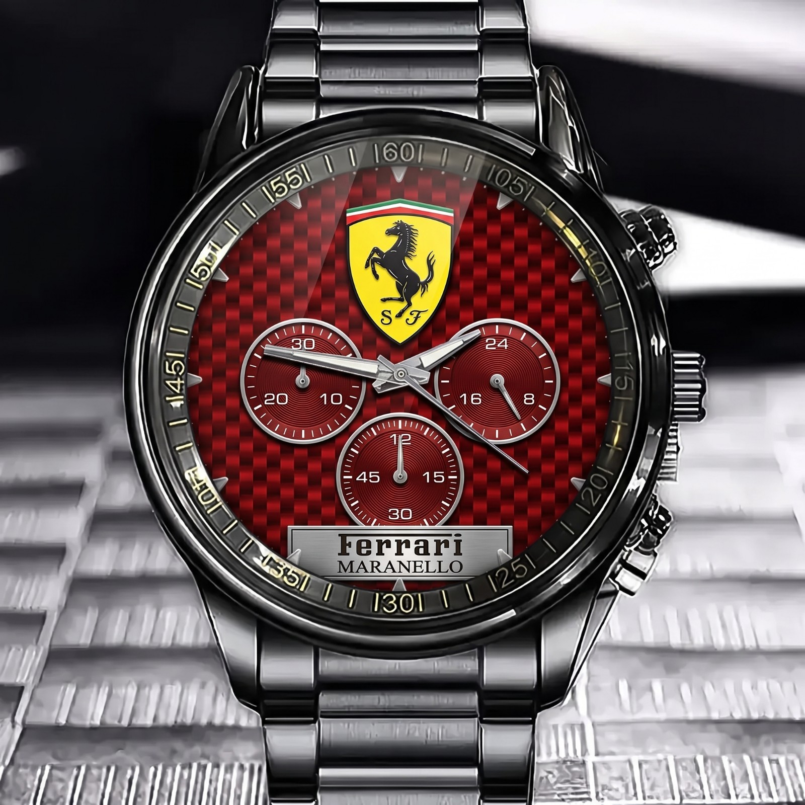 Personalized Ferrari Red Supercar Stainless Steel Watch Car Enthusiast Gift