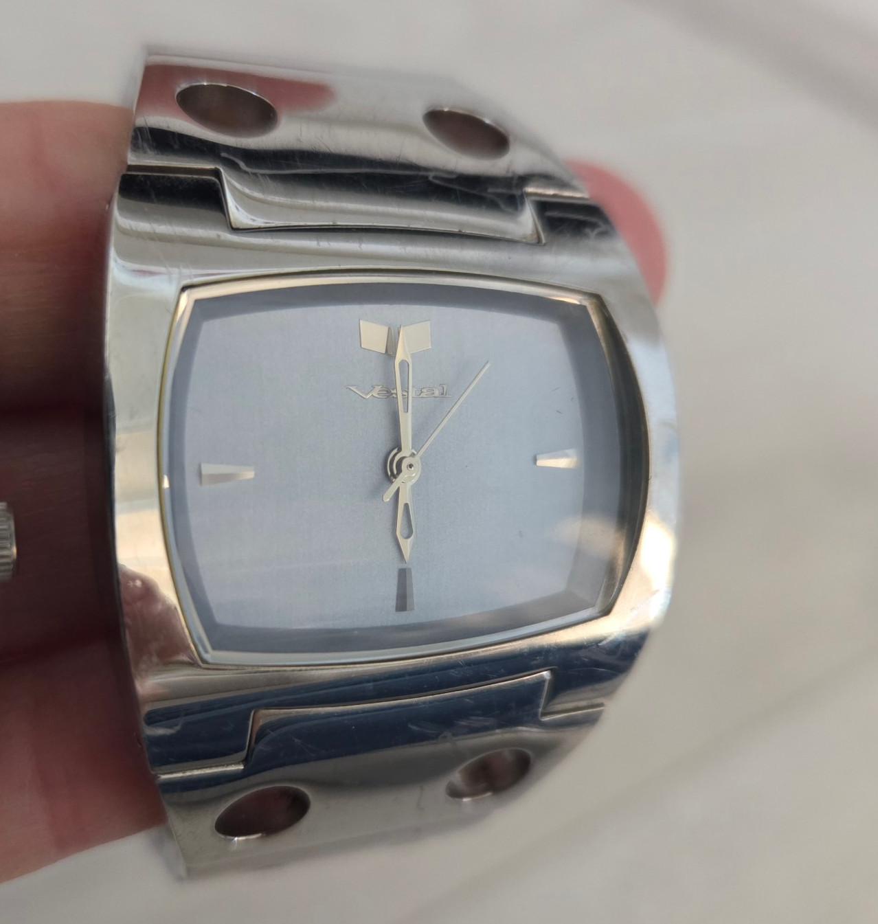 Rare Vestal Watch DESTROYER Analog Blue Face Unisex Men Women Silver SMALL WRIST