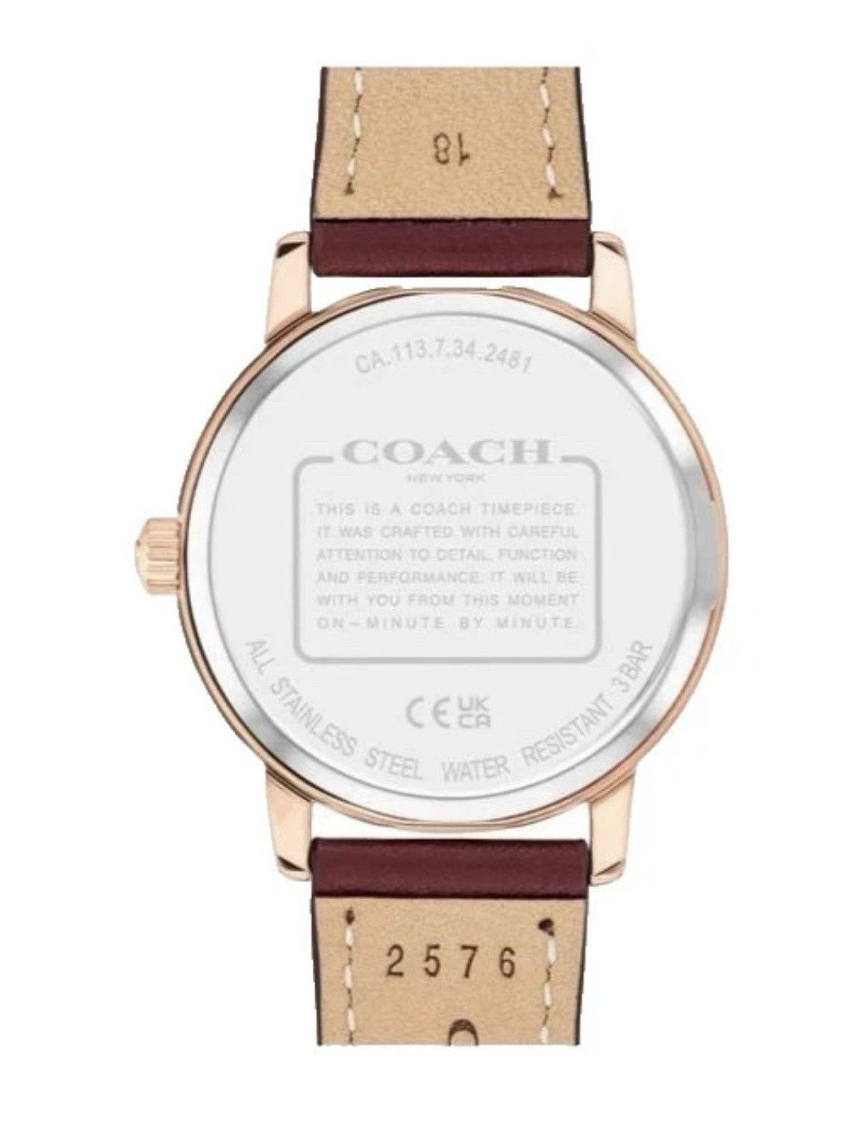 COACH GRAND 14504434 CRANBRRY LOGO DIAL LEATHER STRAP 36MM WOMEN’S WATCH NEW