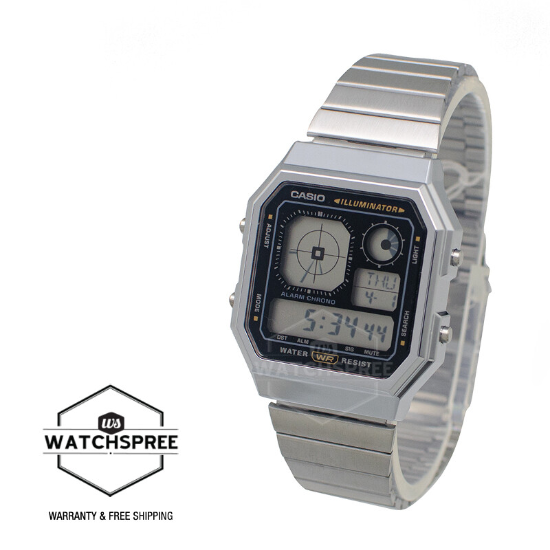 Casio Digital Vintage Stainless Steel Band Watch A130WE-1A