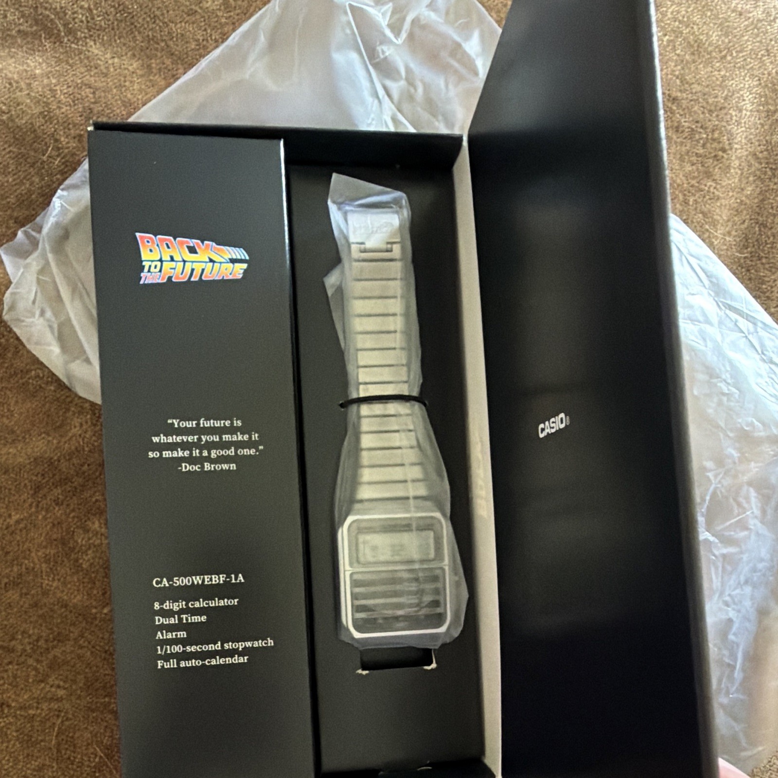 Casio Back to the Future Digital Calculator Watch Alarm Dual Time Stopwatch Box