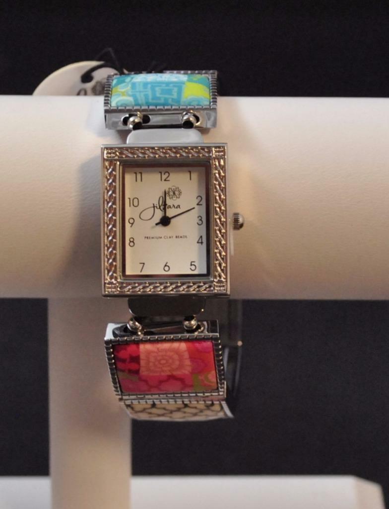 Jilzarah Blossom Square Watch Polymer Inlays Stretch Band Handmade Artisan P9