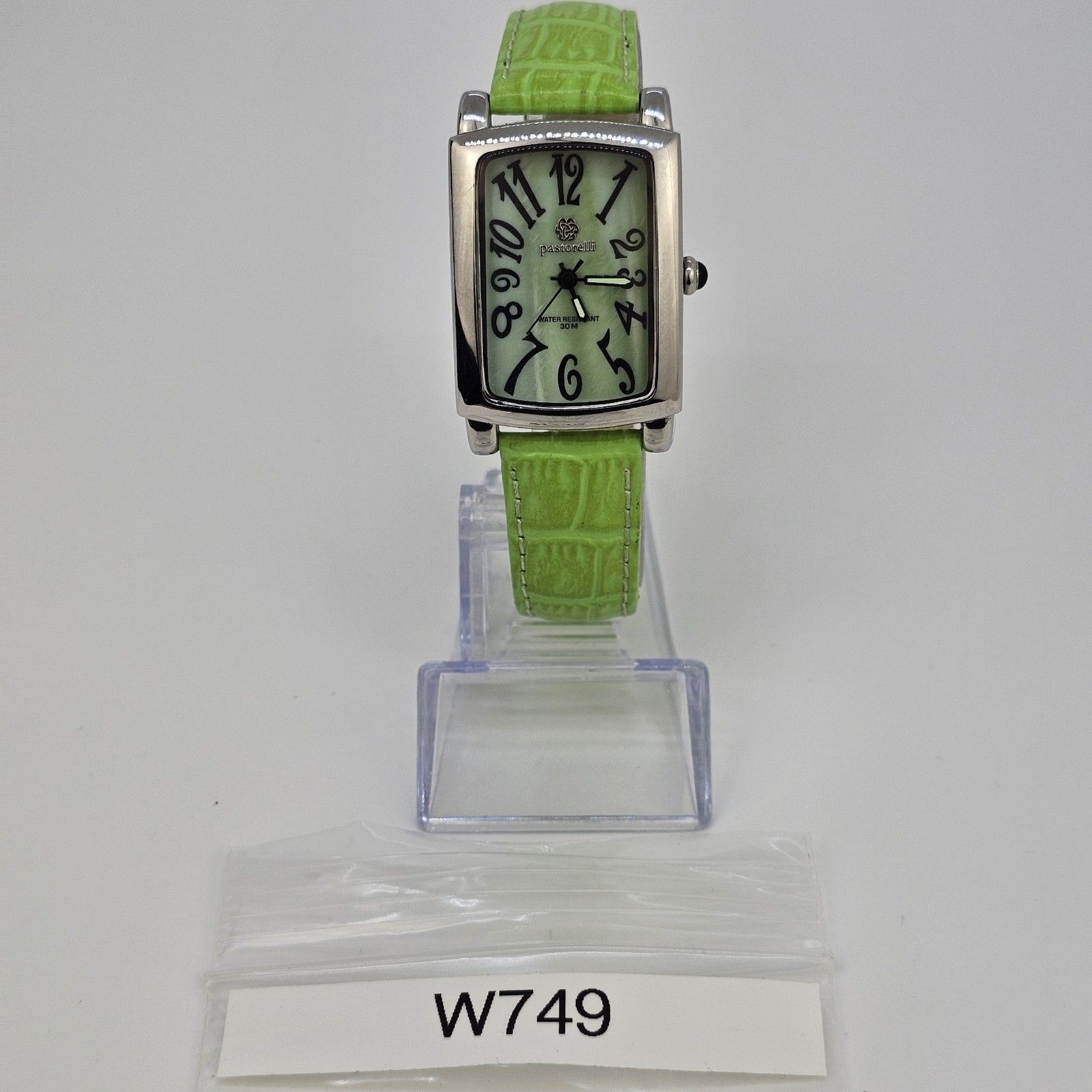 Pastorelli Women’s Watch 28MM Gray Dial Green Leather Band Straps New Battery