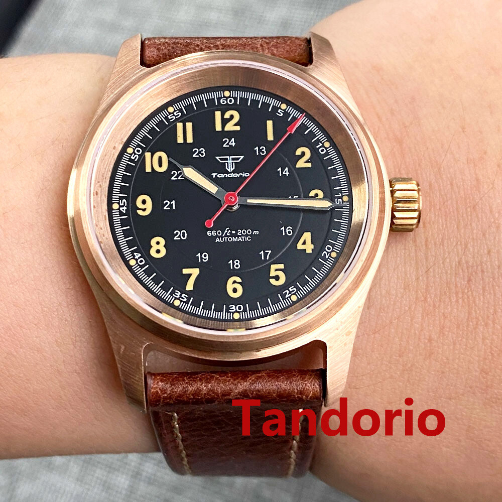 Classic 36mm Pilot Bronze Watch For Men 20ATM Diver Sapphire Glass NH35A Miyota