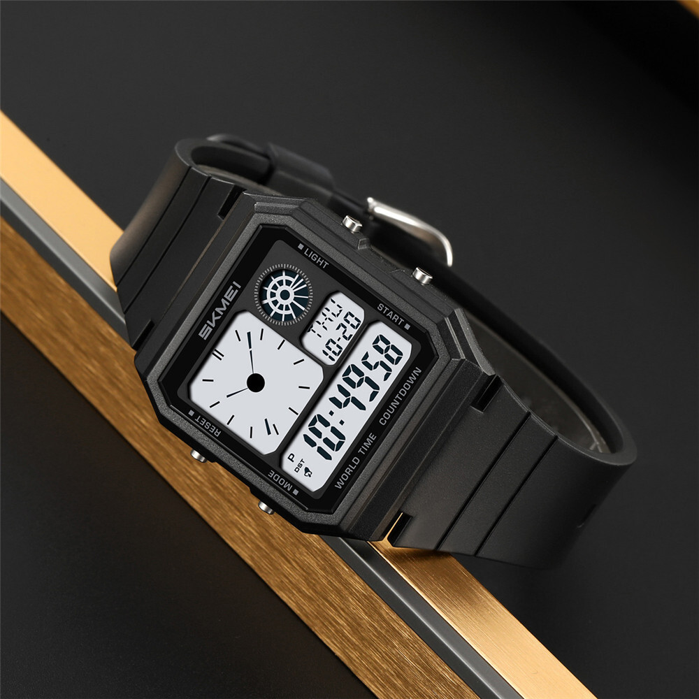SKMEI Men’s LED Digital Quartz Sport Watch Silicone Band Waterproof Wristwatch