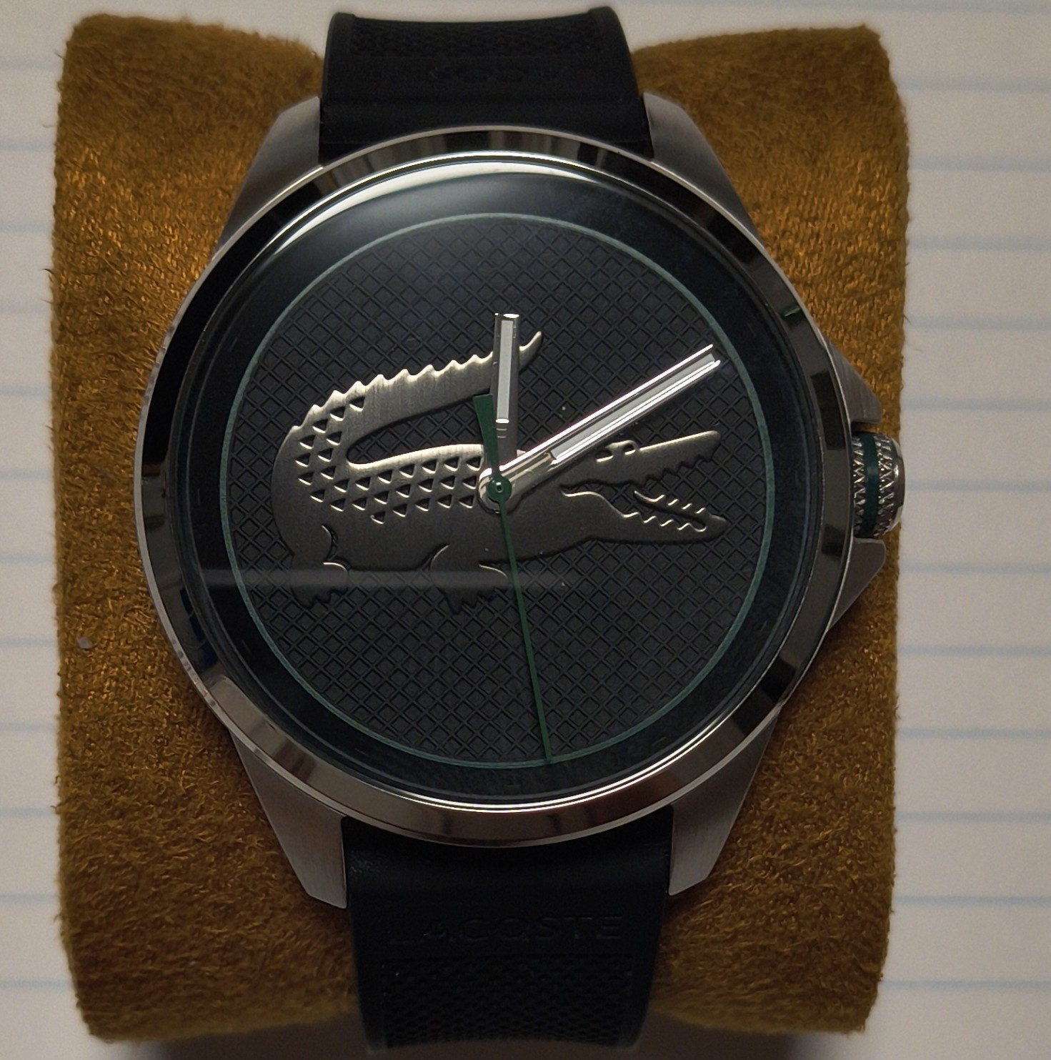 Lacoste Wristwatch Black Logo Dial Silver Steel Case Rubber (Needs Battery)