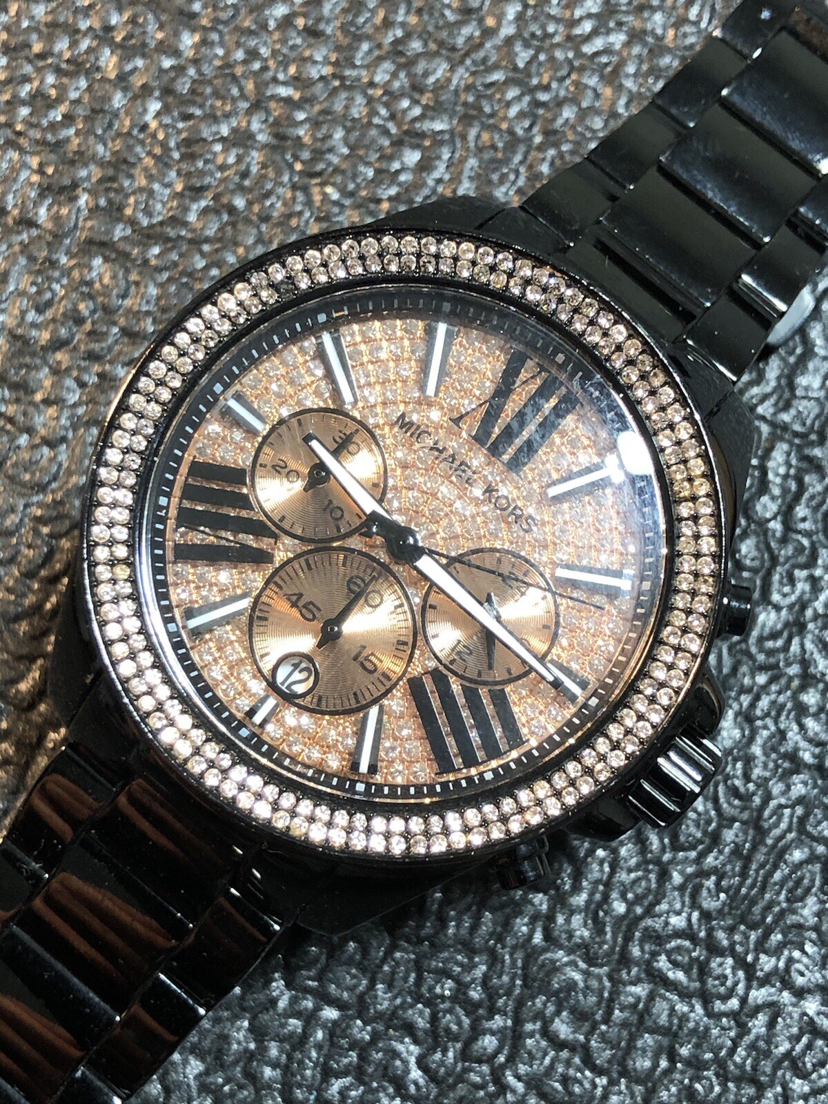 Michael Kors Everest Chrono Black Ion Plated Pave Gemmed Ladies Watch MK5879