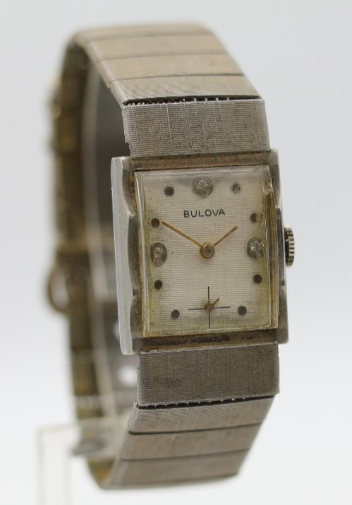 BULOVA 7AK DIAMOND DIAL TANK 21j WRIST WATCH 21.7×38.4mm CASE FOR REPAIR (A14)