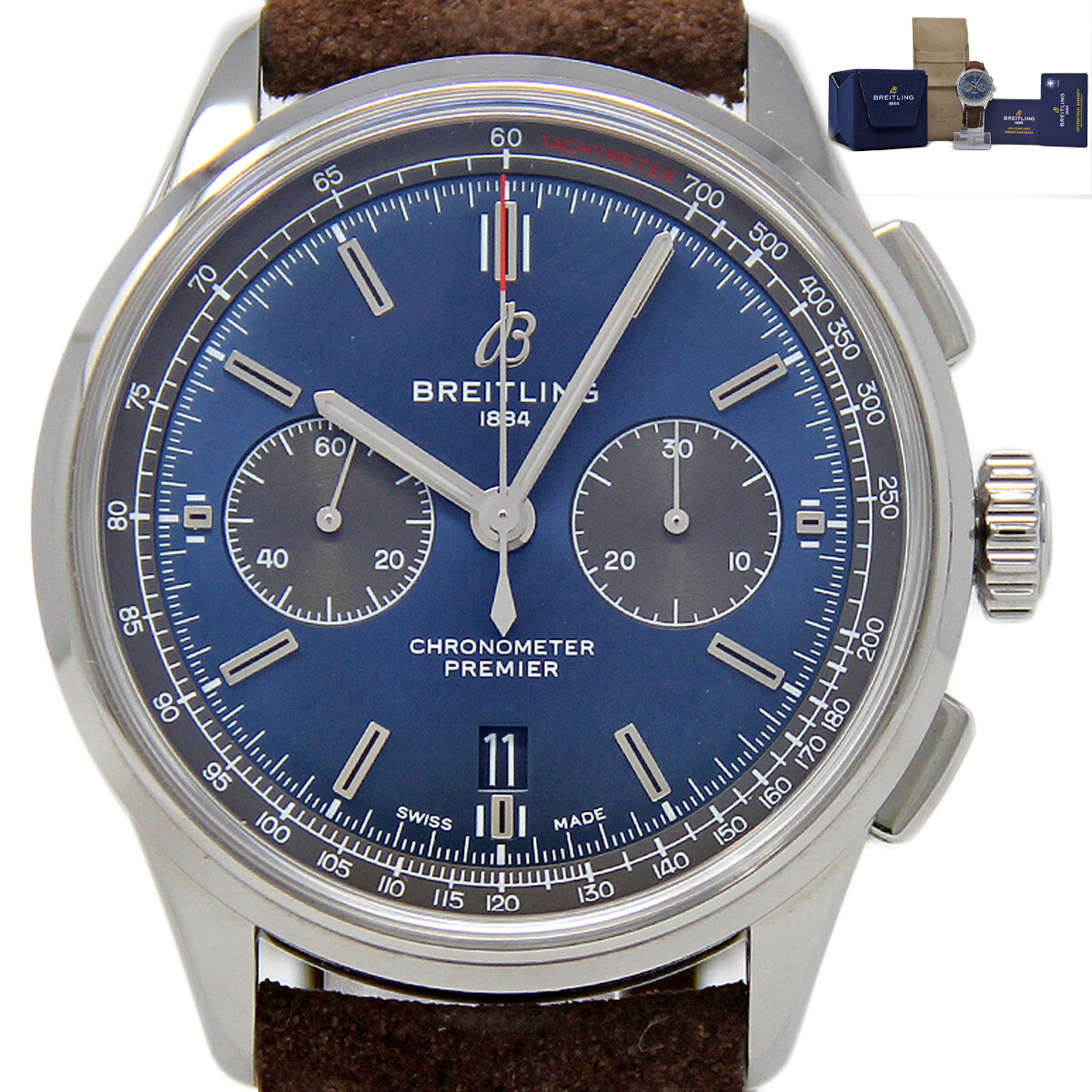 Breitling New Premier B01 AB0118 Chronograph Steel Leather ’22 B/P/FACTWTY#BR156
