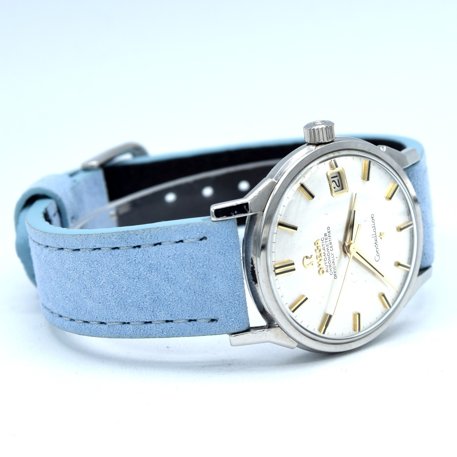 1963 Omega Sharp Constellation Date 168.005 Automatic Chronometer onyx batons –