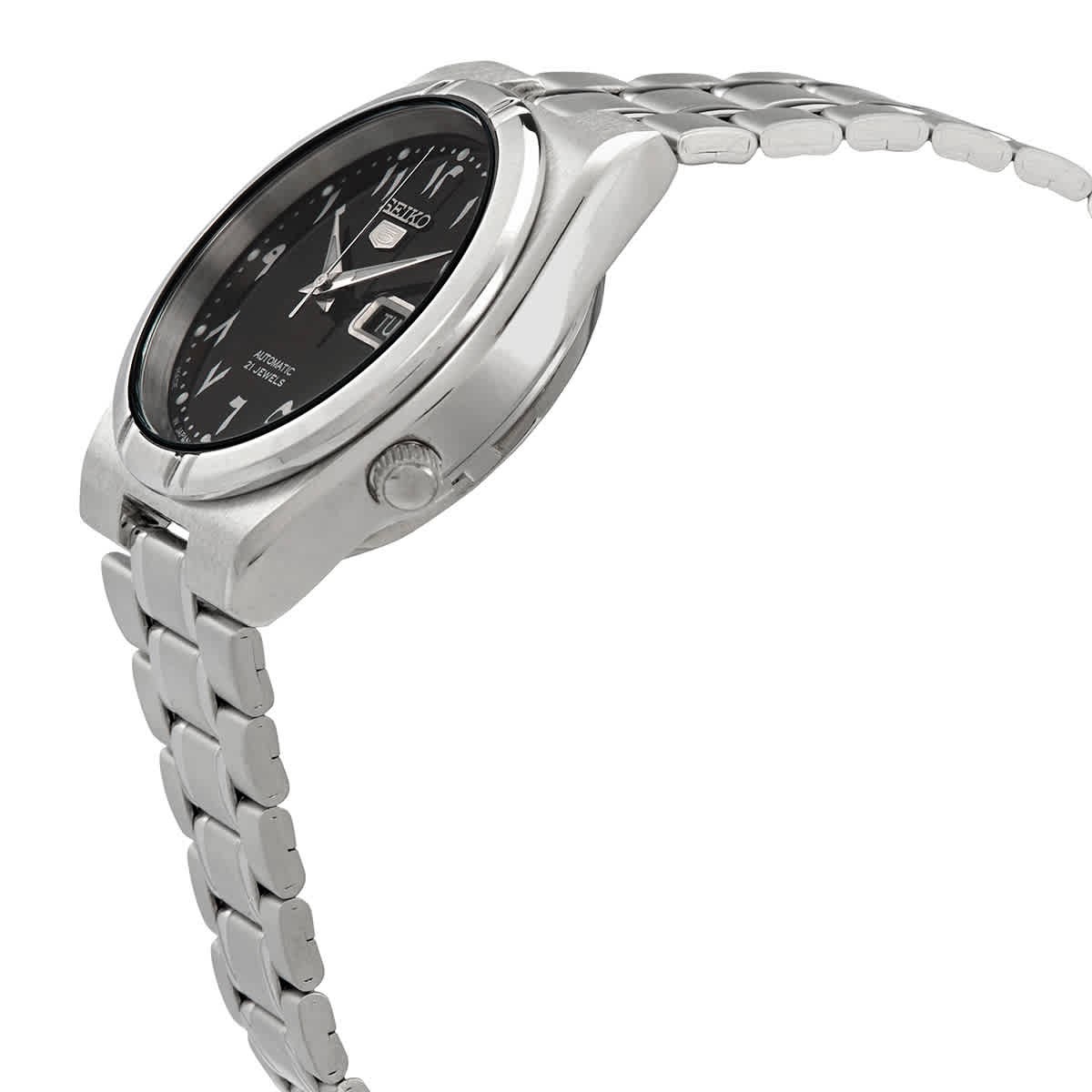 Seiko 5 Automatic Black Arabic Dial Stainless Steel Men’s Watch SNK063J5