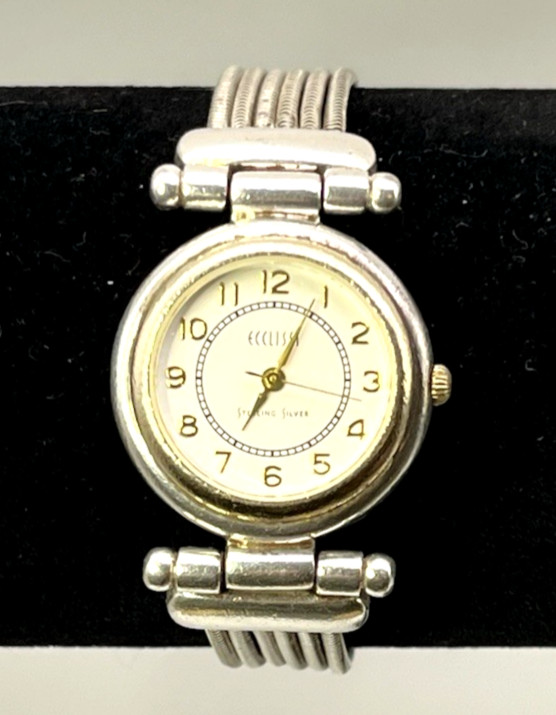 ECCLISSI Quartz Womans WATCH 3650 Runs 925 Sterling Silver 7 in. ” Bracelet 50g