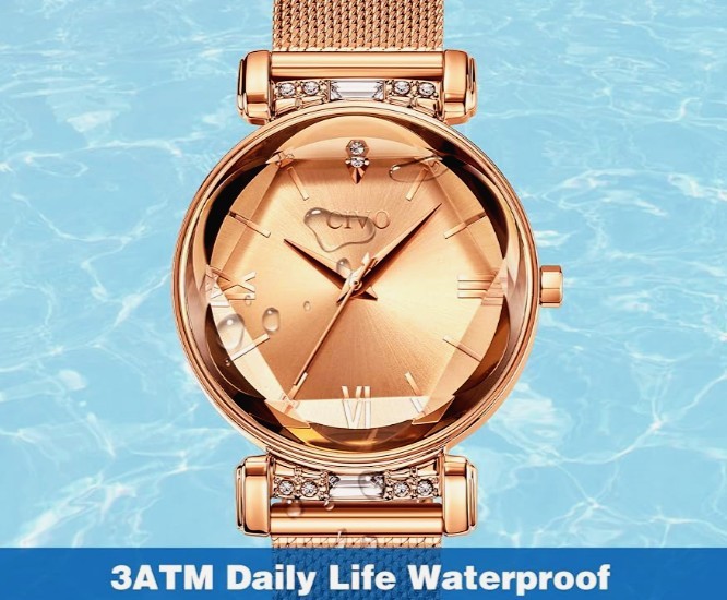 CIVO Waterproof Women Watch Stainless Steel Analogue Designer Wrist Watch-8106