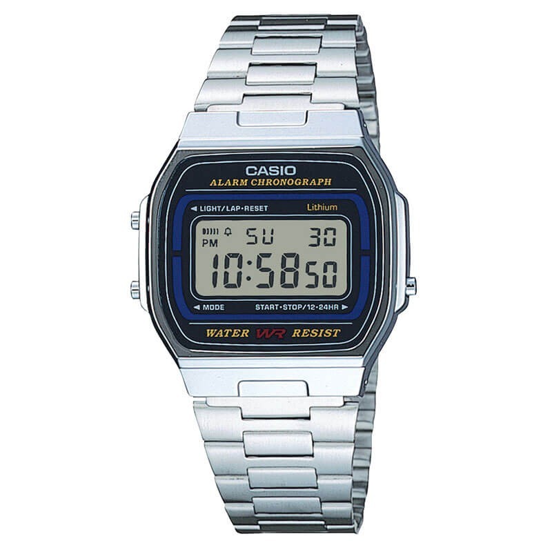 Brand New CASIO Digital Wrist Watch A164WA-1QJH Stainless Steel Band