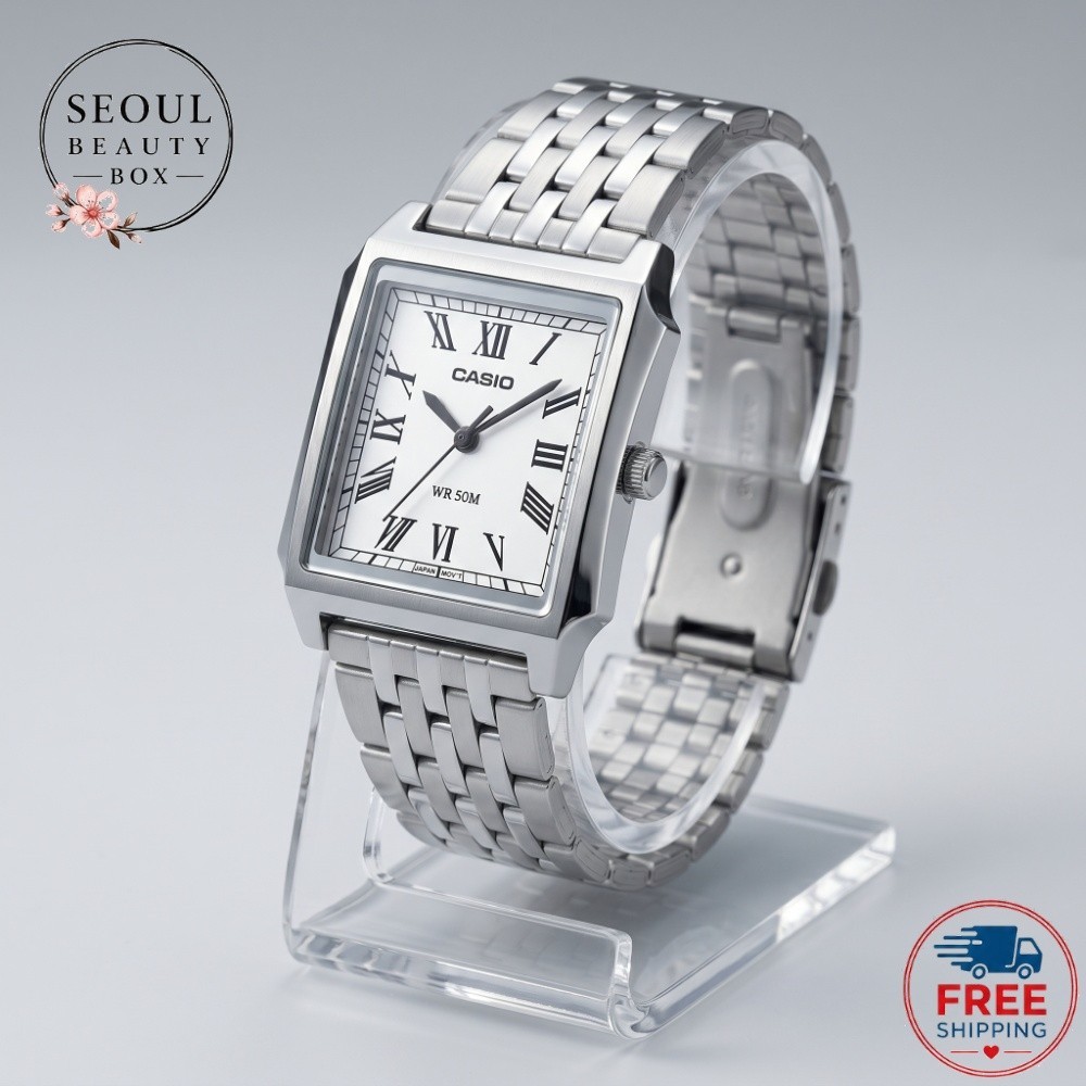 CASIO MTP-B190D-7B Men’s Tank Square White Dial Metal Quartz Watch