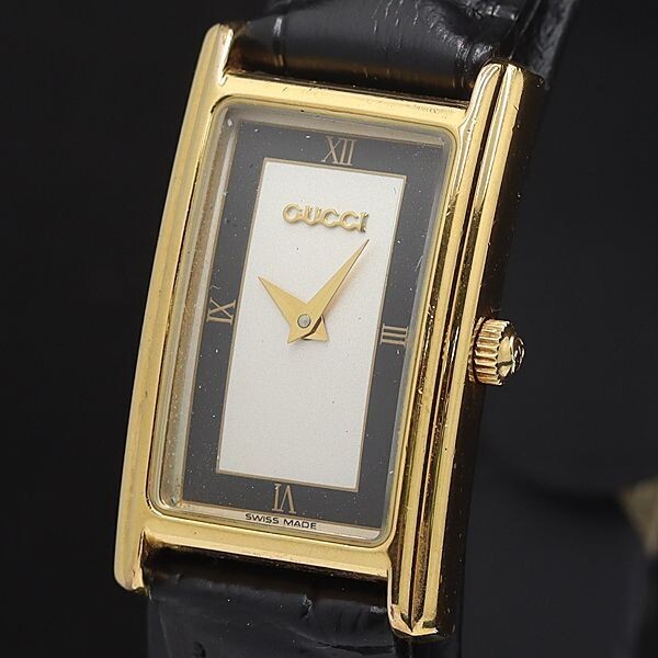 [As-Is] GUCCI 2600L Black Gold Plated Women’s Watch Not tested For Parts