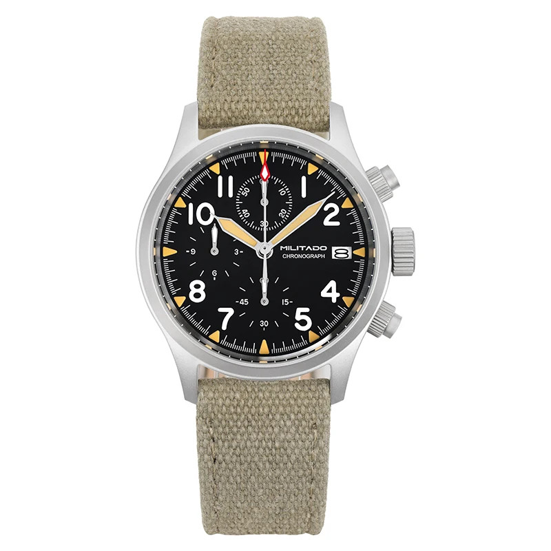 Militado VK61 VK67 Quartz Chronograph Watch 39mm 316L Stainless Steel Case