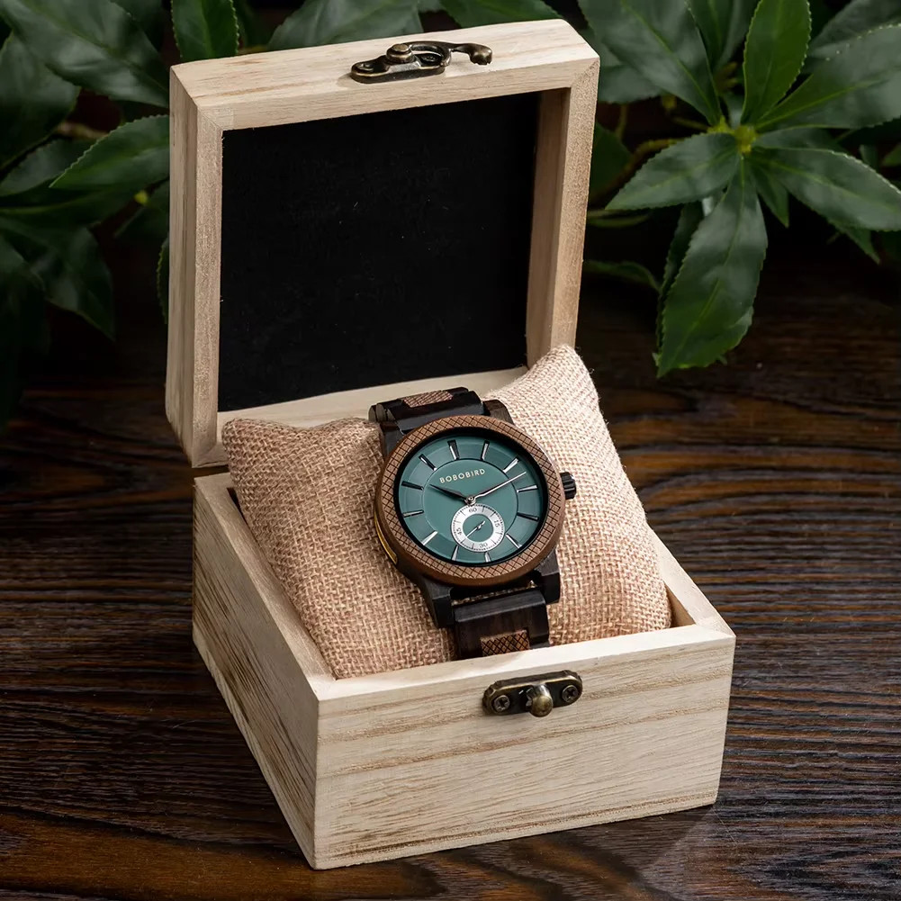 BOBO BIRD Wooden Watch Women’s Navy Blue Quartz Wristwatch Engraved Gift