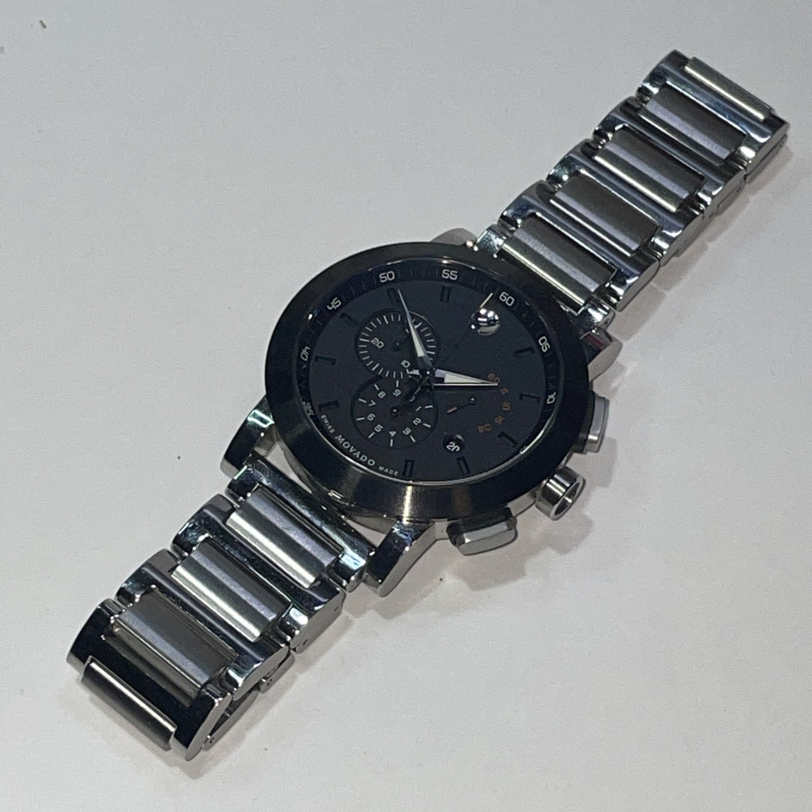 Men’s Movado Museum Sport Swiss Quartz Chronograph Watch 07.1.14.1162 Runs READ