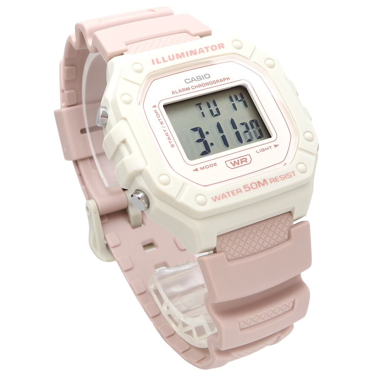 Casio W-218HC-4A2V Pink Digital Watch LED Backlight Alarm Stopwatch 50M Resin