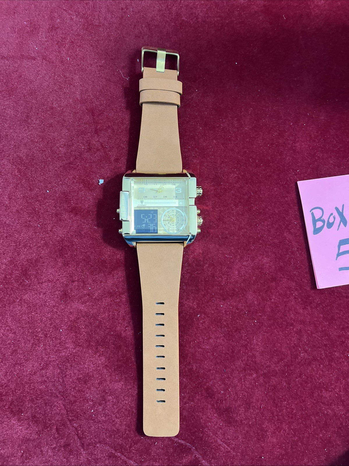 Golden Fashion Cool Men Square Watch Men Casual Sports Double Display Watch Gift