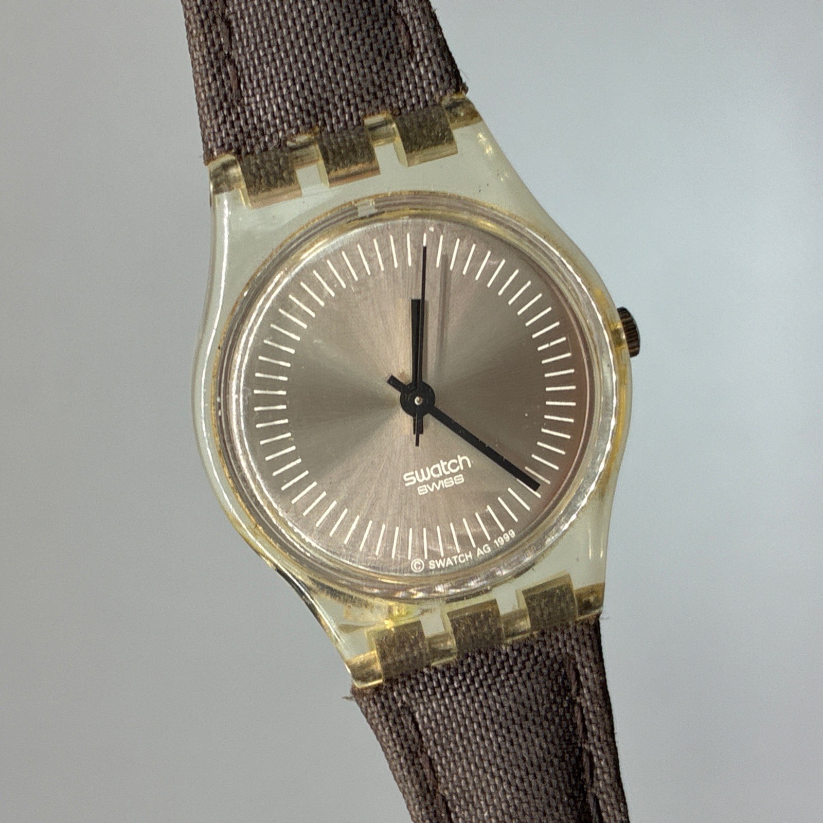Swatch Lady LK183 Standard Ladies 25mm Textile Over Leather Dainty!