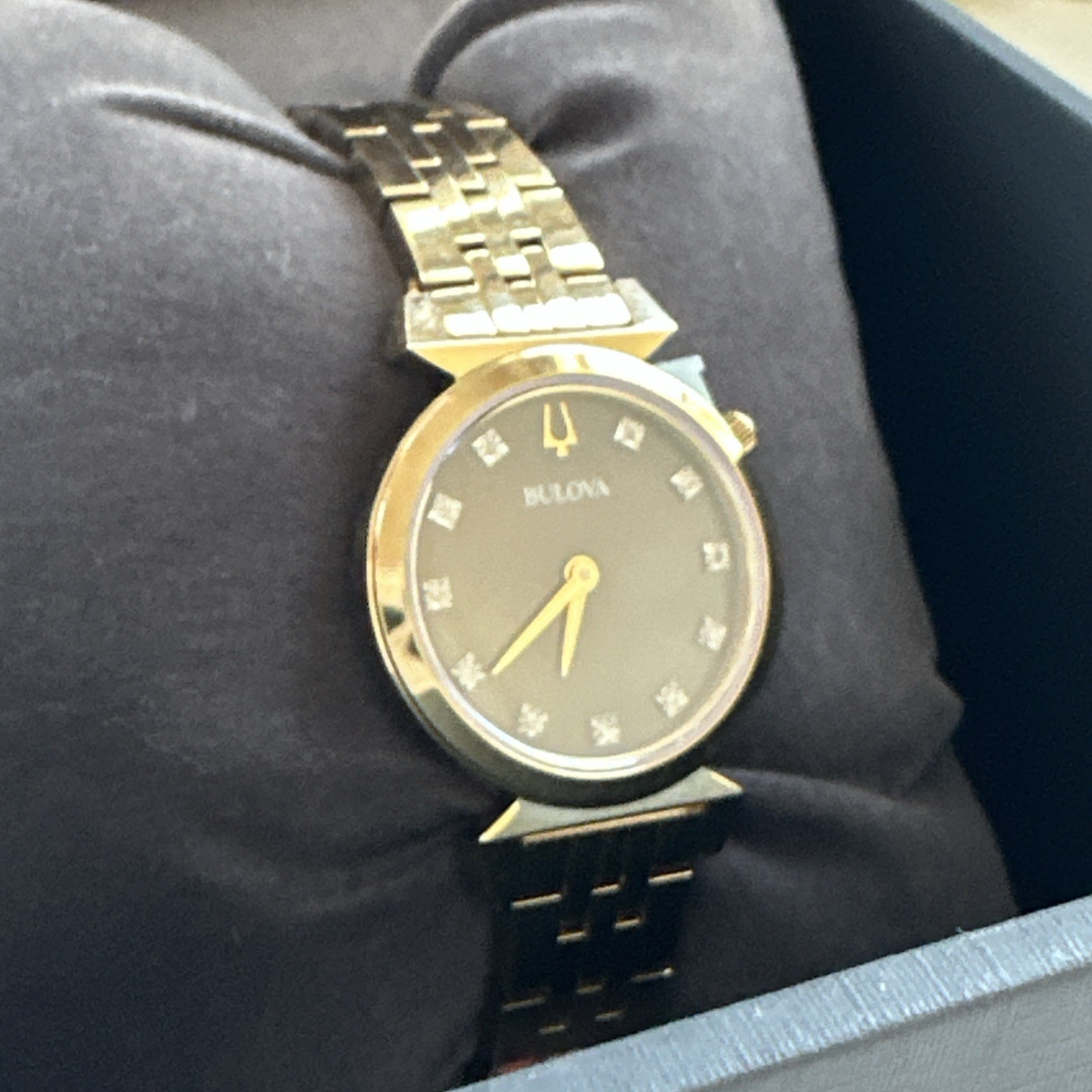 Bulova Regatta Quartz Diamond Black MOP Dial Ladies Watch 97P173