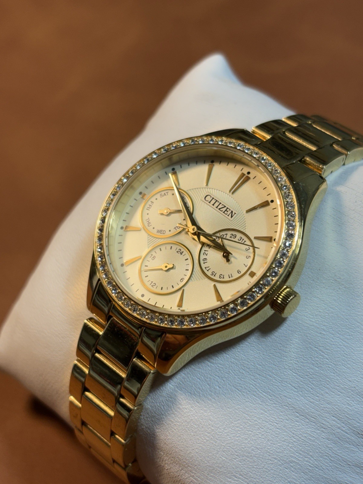 Citizen Ladies Dress Watch Multifunction Dial Gold Tone 36mm Women,5.5”