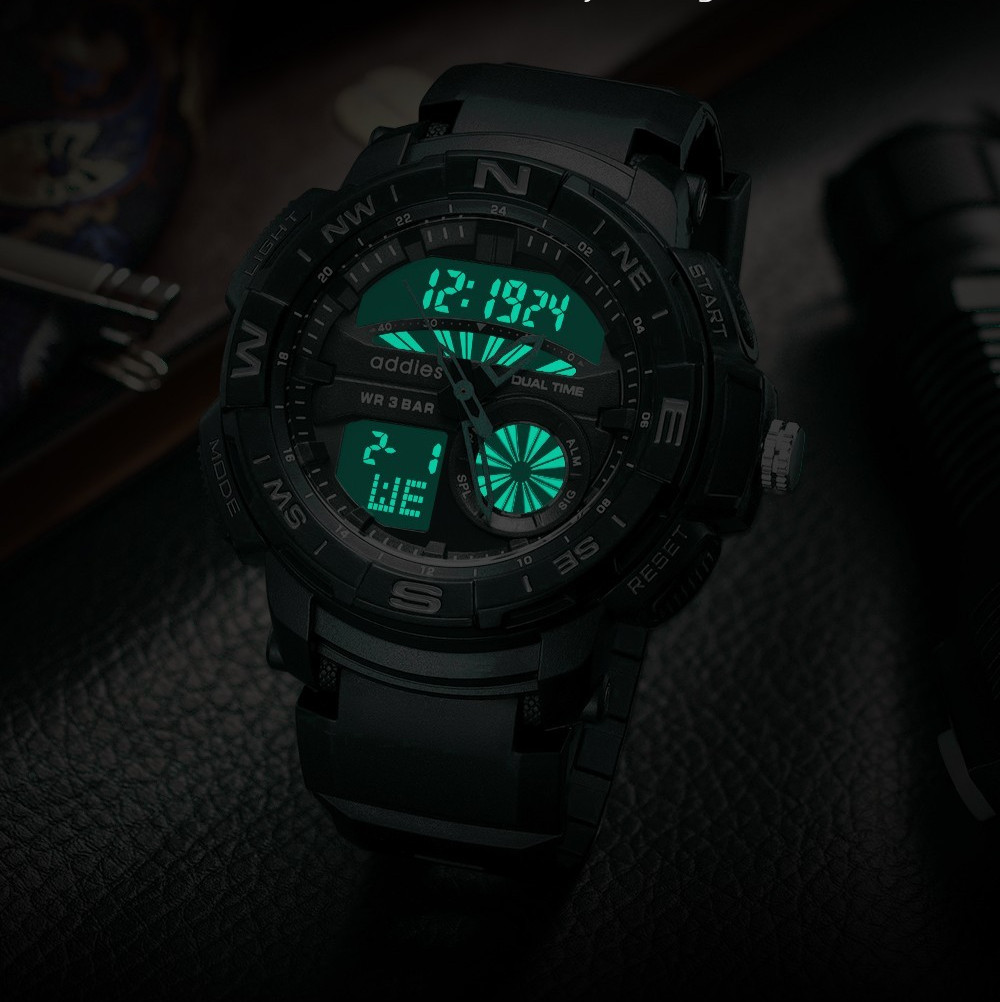 46MM ADDIESDIVE Military Quartz Diver Watch Men Silicone Waterproof Luminous NEW