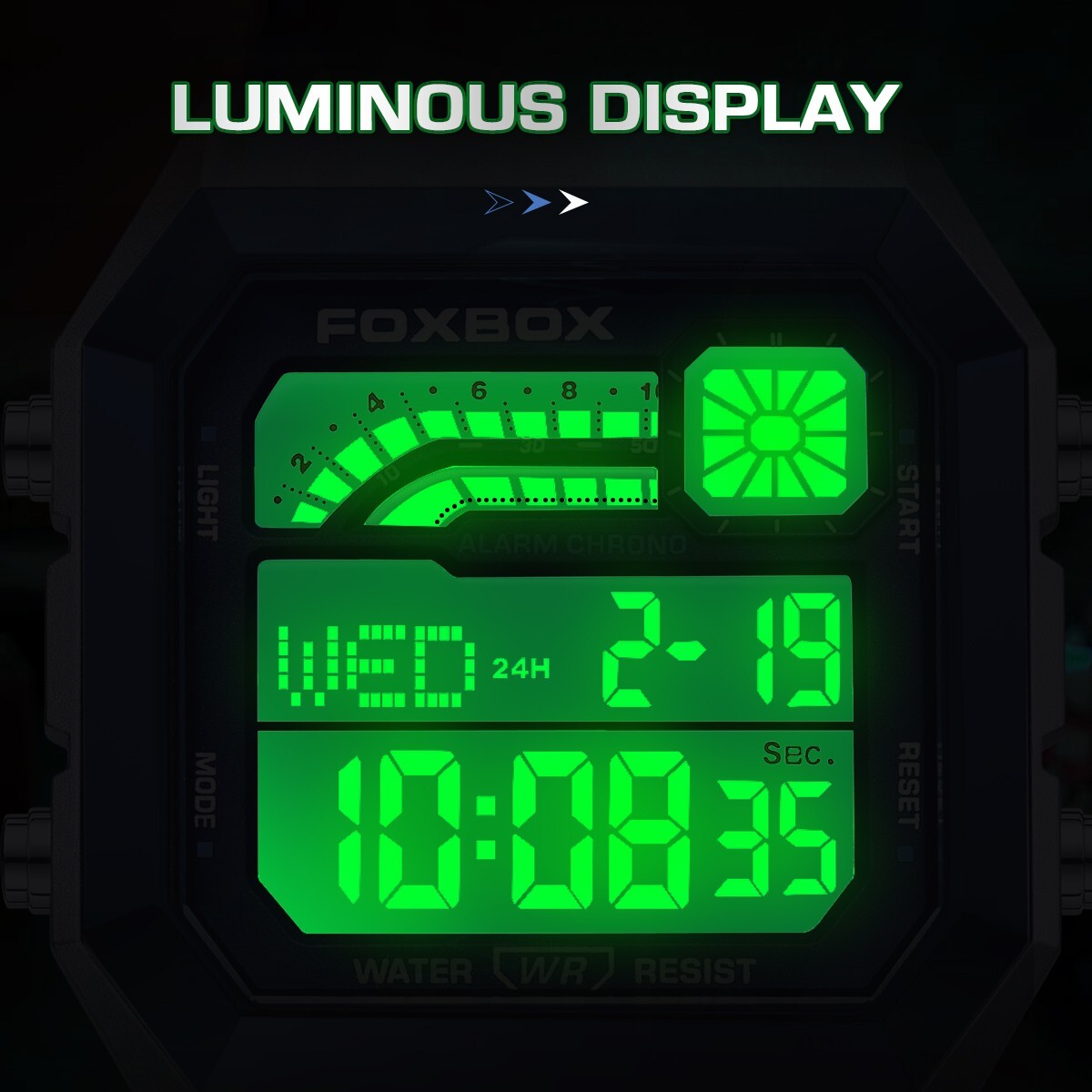 Mens Business Stainless Steel Digital Waterproof Luminous With Date Wrist Watch