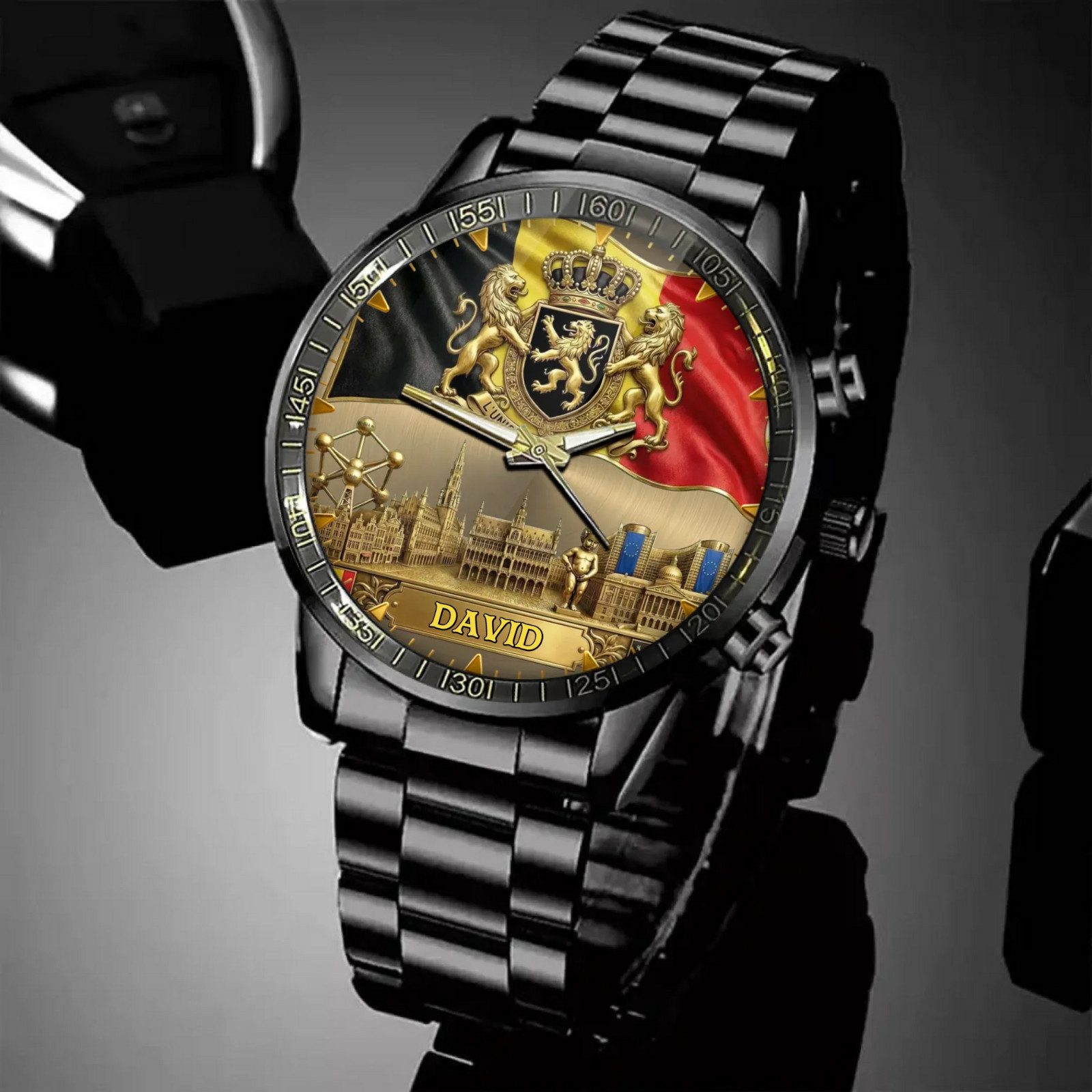 Personalized Belgian Coat of Arms Watch – Custom Engraving for National Pride