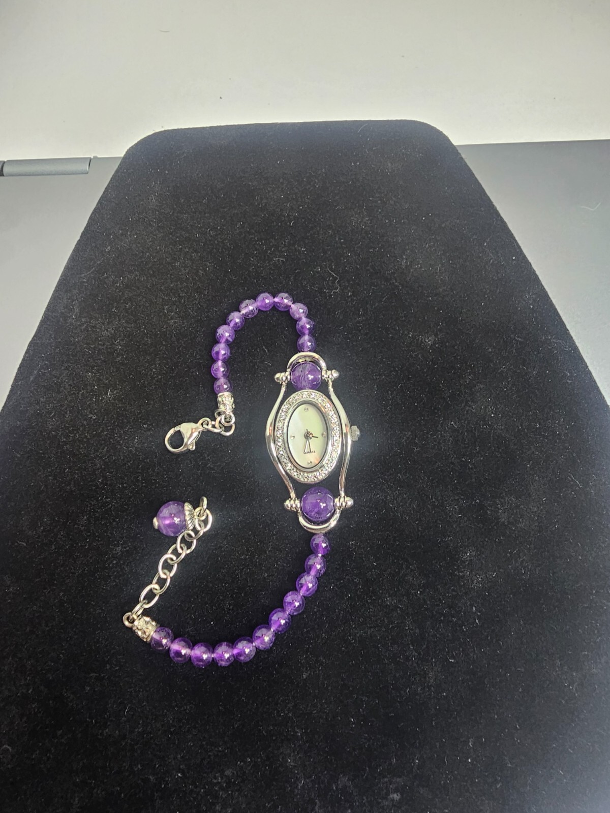 Silver & Purple Beaded Watch Or Bracelet