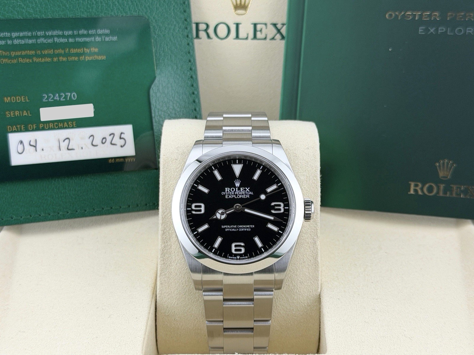 2025 Rolex Explorer 224270 40mm Black Dial Stainless Steel Box Papers