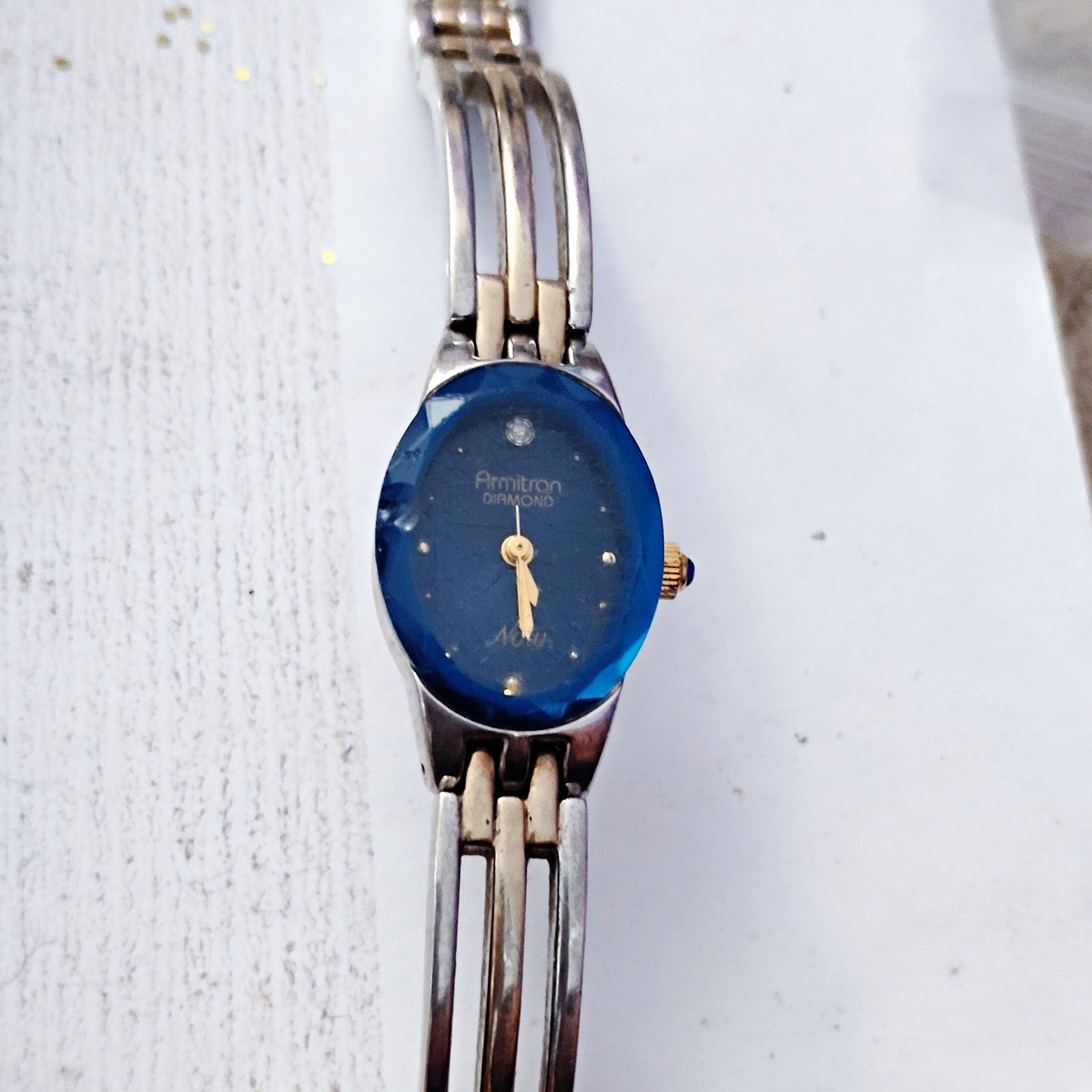 Armitron Diamond Women’s Dress Quartz Analog Watch Blue Dial Silver Bracelet