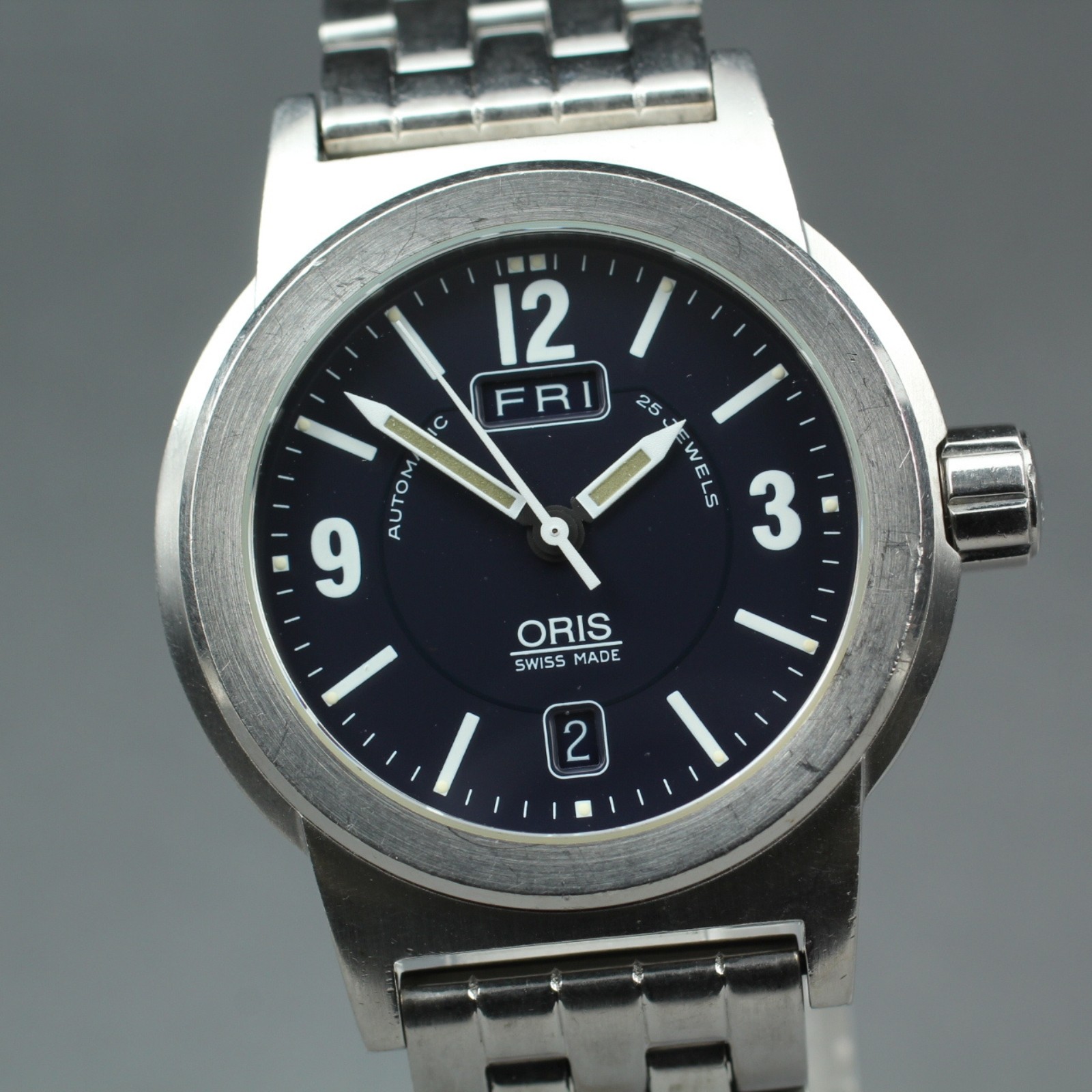 Vintage ORIS Big Crown 7500 Automatic Black Day/Date Boys Watch 40mm From JAPAN
