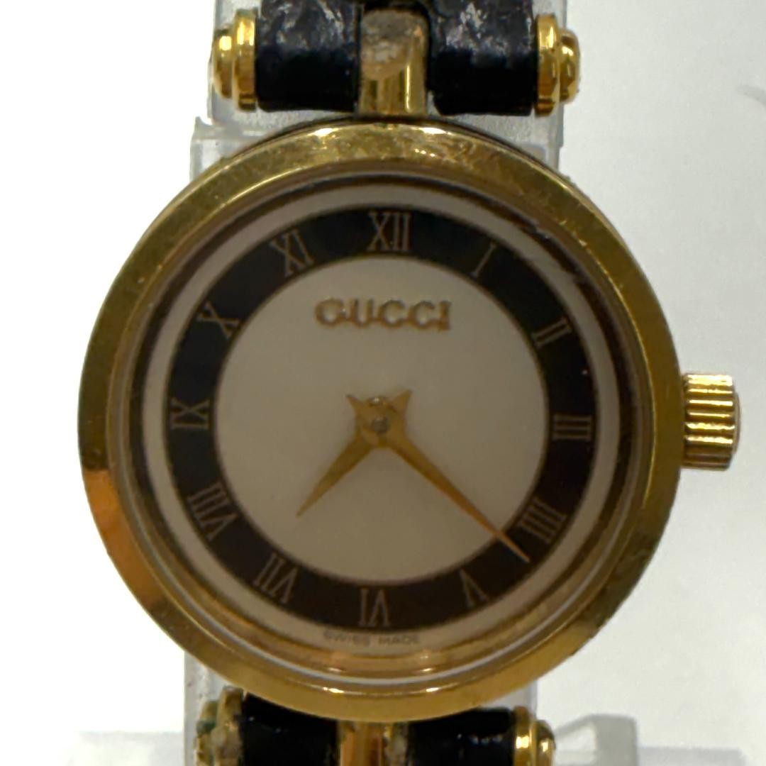 GUCCI Shelly Line Ladies Watch Black Dial 2000M 2040M Used