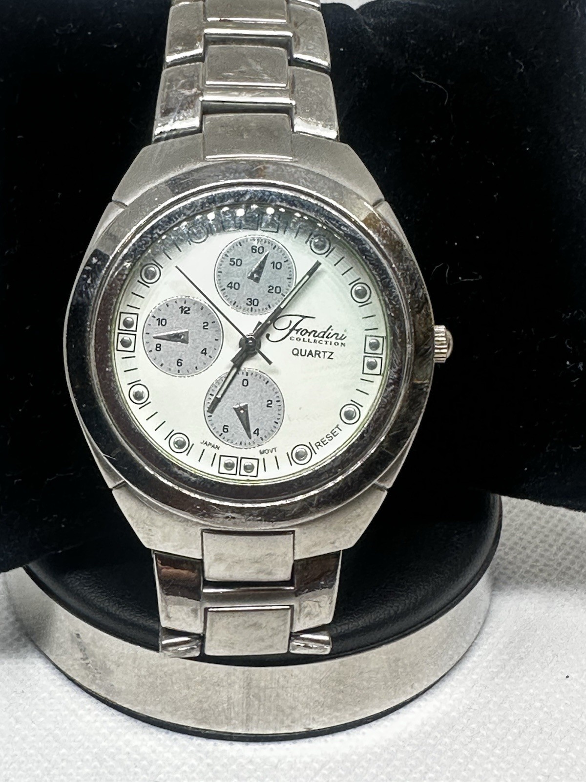 Fondini Collection Quartz Watch Silver Tone Bracelet Japan Movt 42mm Mens watch