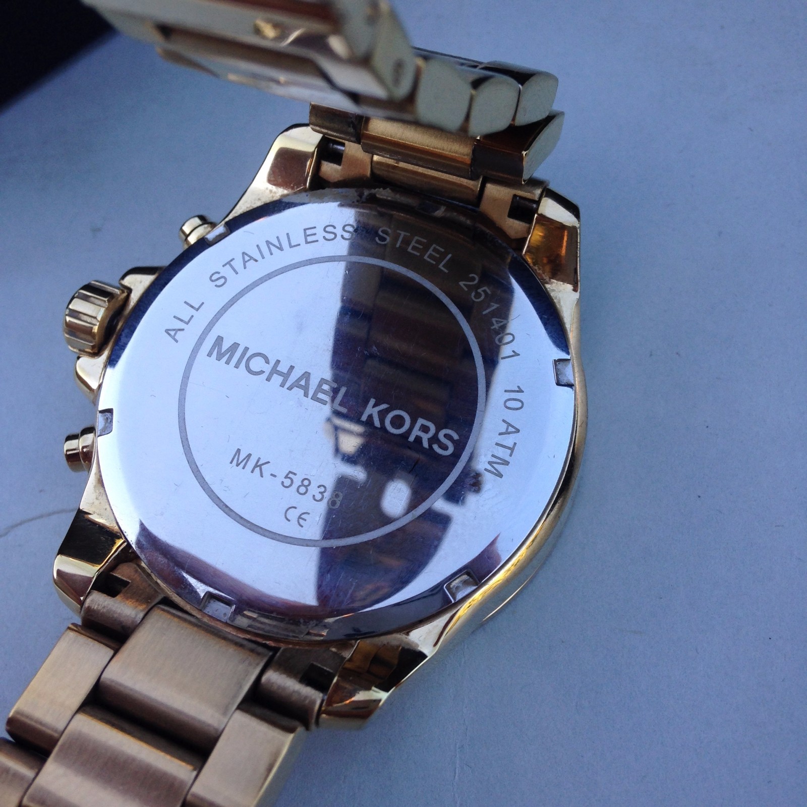MICHAEL KORS MK5838 WREN CHRONO SILVER DIAL GOLD BAND WATCH