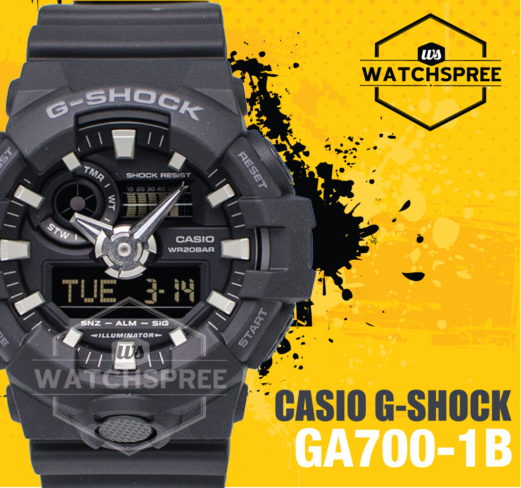 Casio G-Shock GA-700 Analog-Digital Black Resin Band Watch GA-700-1B