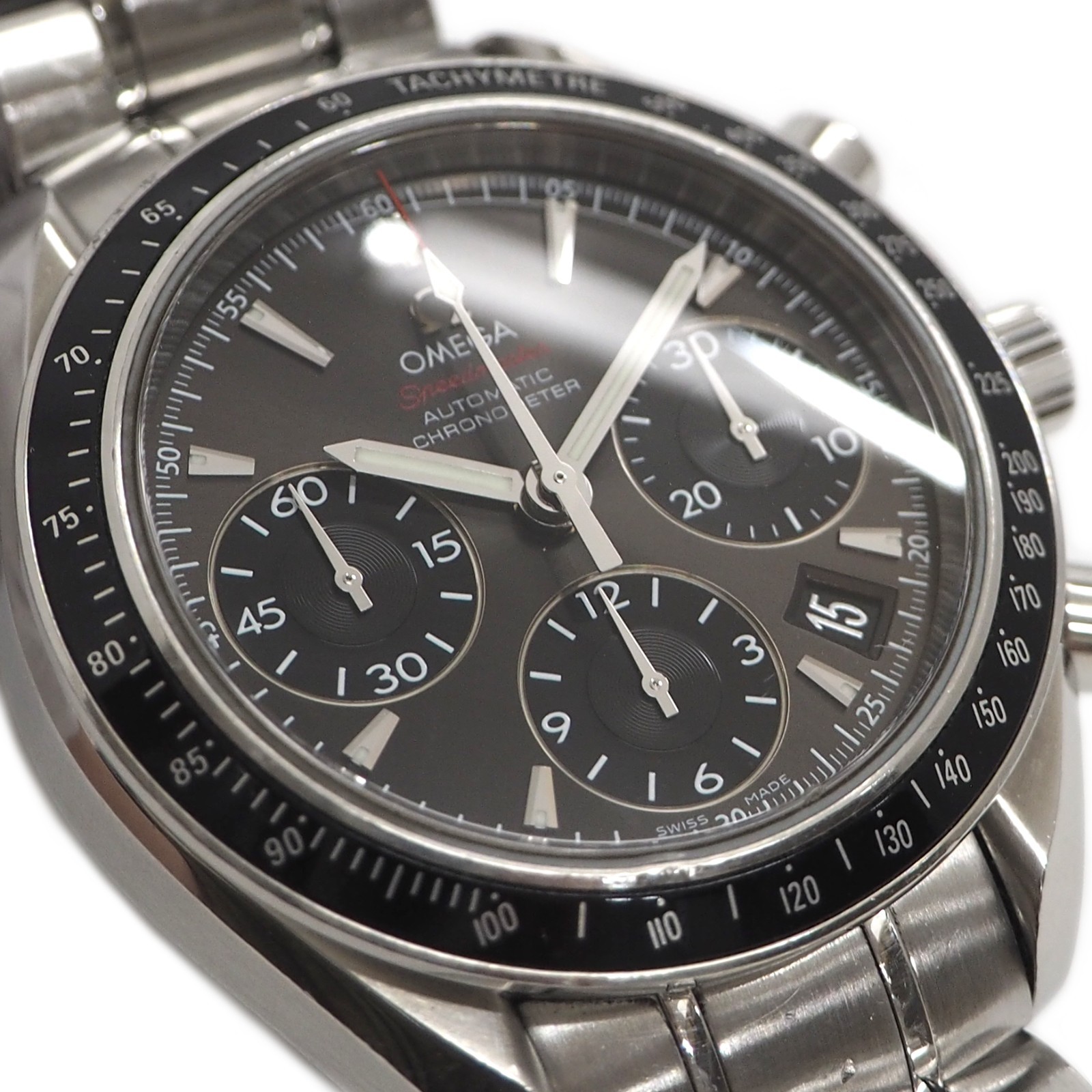 OMEGA Speedmaster Date 323.30.40.40.006.001 S. Steel Auto Men’s Watch #1384B