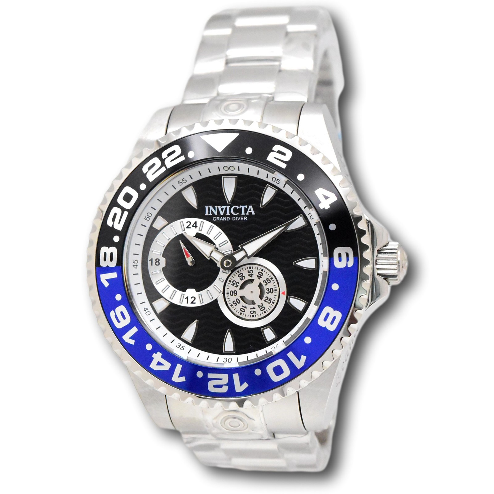 Invicta Grand Diver GMT Men’s 47mm Automatic Blue and Black SS Watch 47300