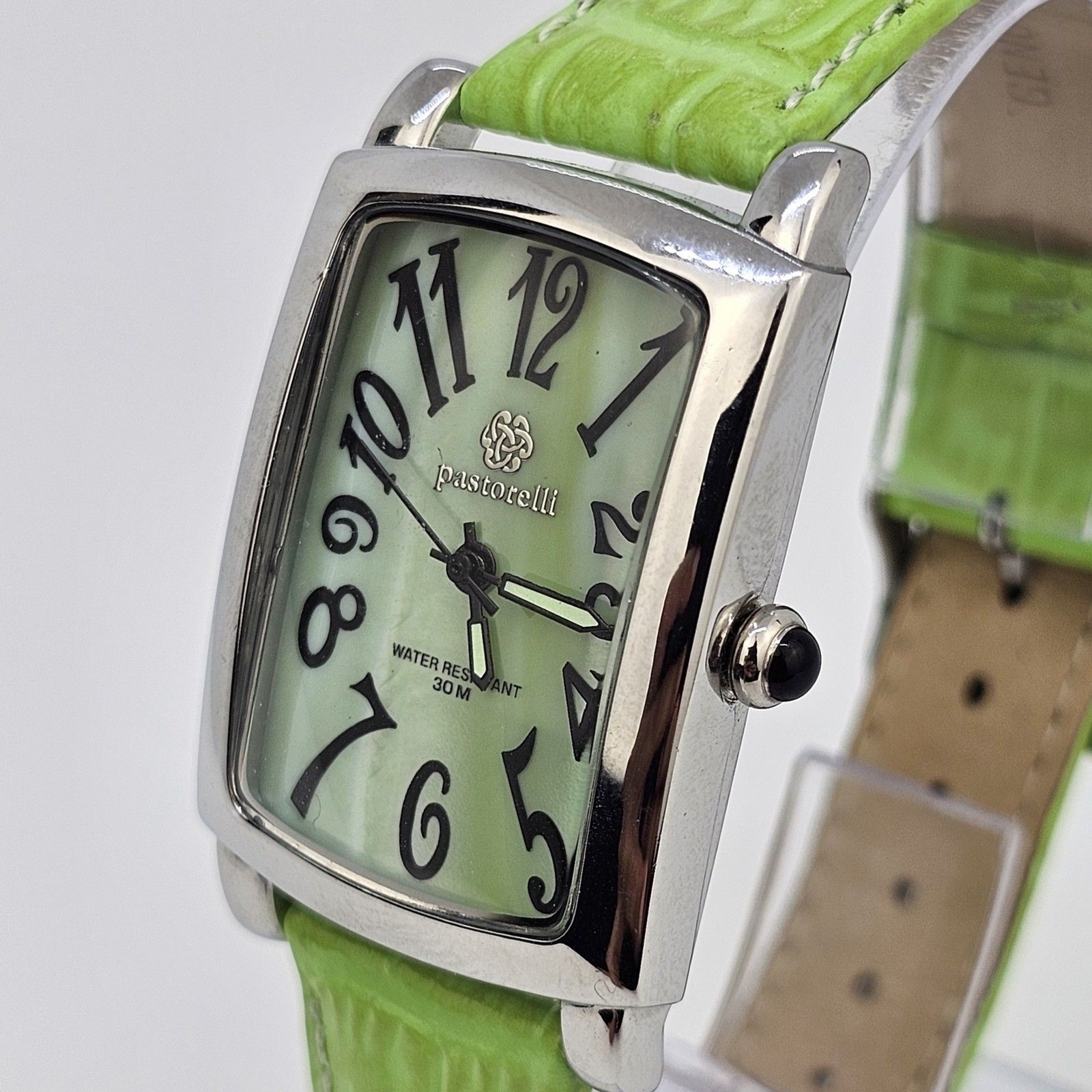 Pastorelli Women’s Watch 28MM Gray Dial Green Leather Band Straps New Battery