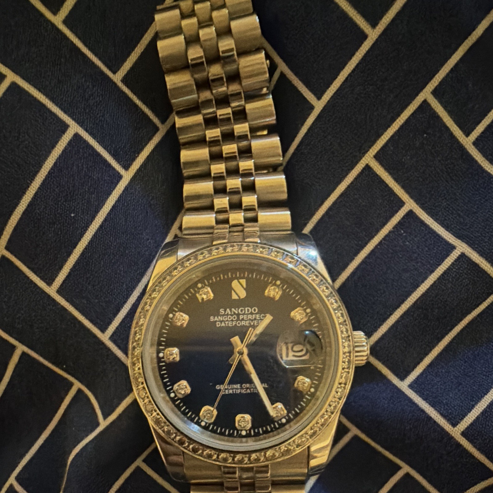 Sangdo Perfect Dateforever Automatic Gold Stainless Steel Black Dial Date Watch