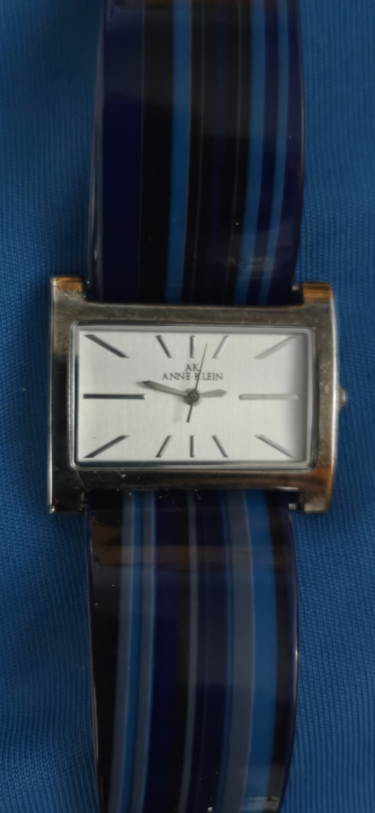 Vintage Anne Klein watch Sliver with blue and silver band