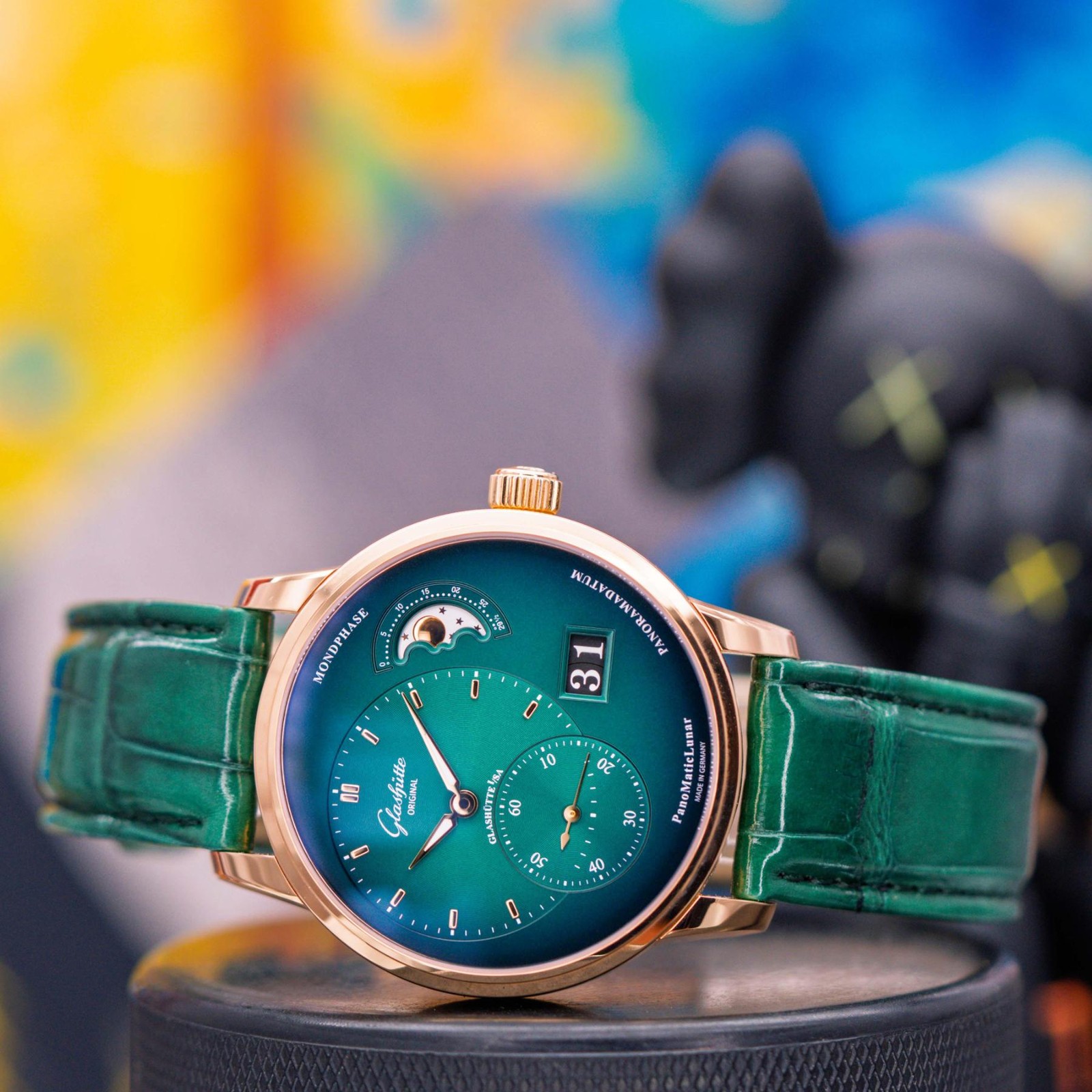 Glashütte Original PanoMaticLunar Green Dial Red Gold 1-90-02-23-35-61