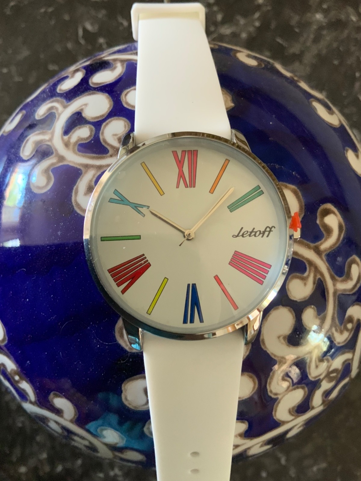 Colorful White Japanese Movement Watch With Roman Numerals NIB FREE SHIPPING