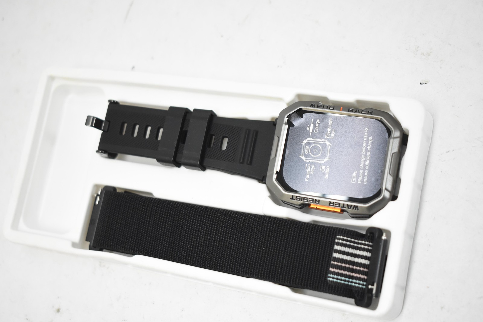 Blackview Smart Watch Mens Digital Military Sport Black W60 Rugged Extra Strap