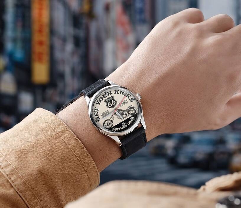 Biker Route 66 Art Chicago To Los Angelis Stylish Rare Quality Wrist Watch