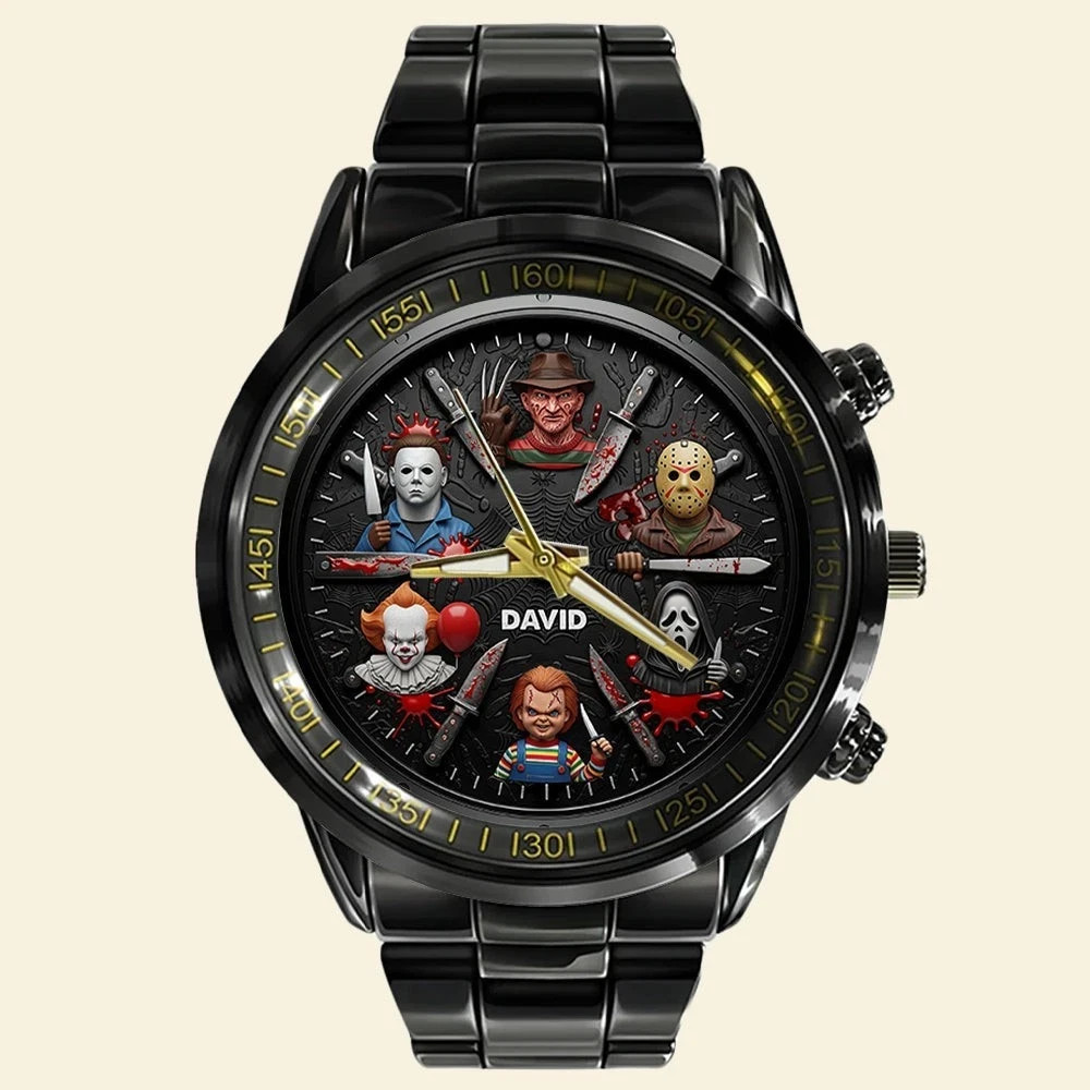 Horror men’s watch, personalized gifts for horror movie stainless steel HT19626